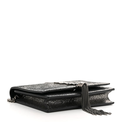 Saint Laurent Metallic Calfskin Classic Monogram Kate Tassel Chain Wallet Gun Metal 4 of 10