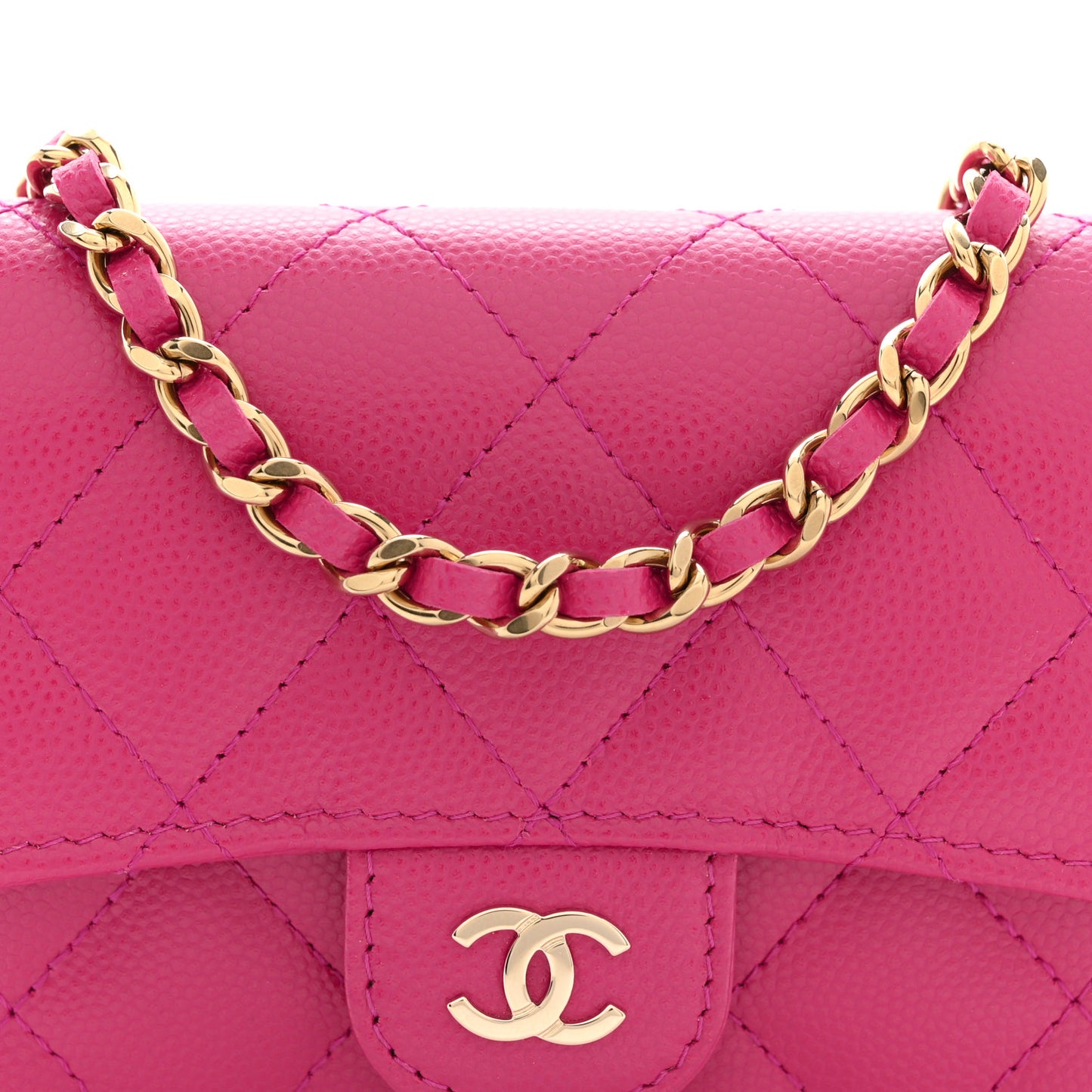 Caviar Quilted Mini Chain Bag Dark Pink