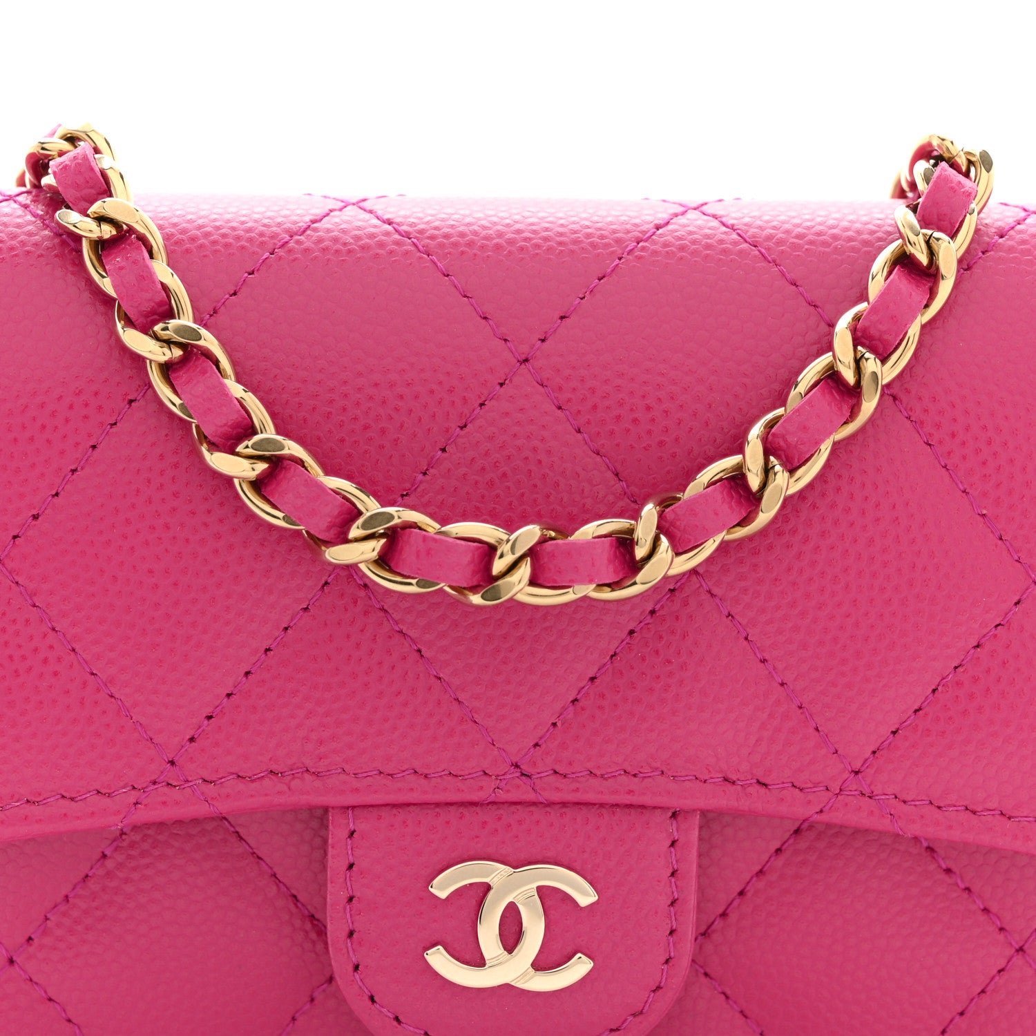 Chanel Caviar Quilted Mini Chain Bag Dark Pink 8 of 10