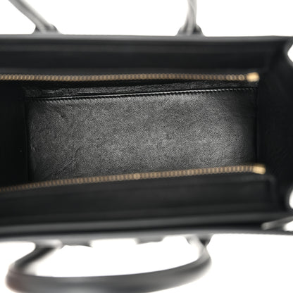 Celine Bullhide Calfskin Nubuck Bi-Color Nano Luggage Black White 5 of 13