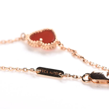 Van Cleef & Arpels 18K Rose Gold Carnelian Sweet Alhambra Heart Bracelet 7 of 13