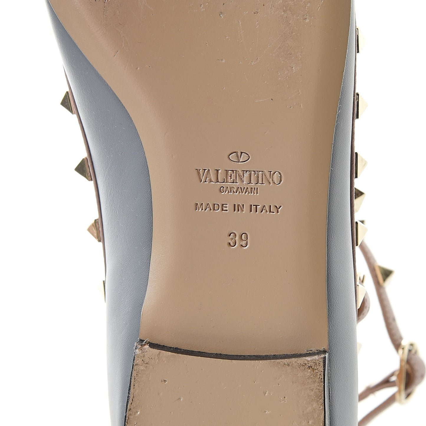 Nappa Rockstud Cage Ballerina Flats 39 Stone Poudre