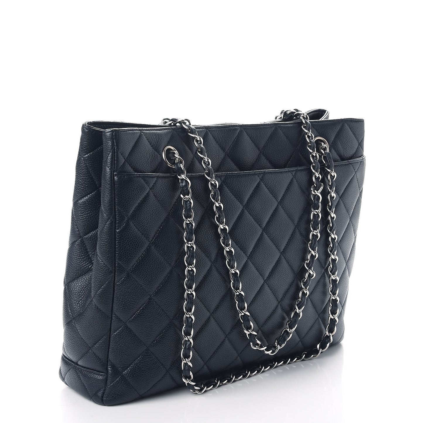 Caviar Quilted Shopper Tote Navy