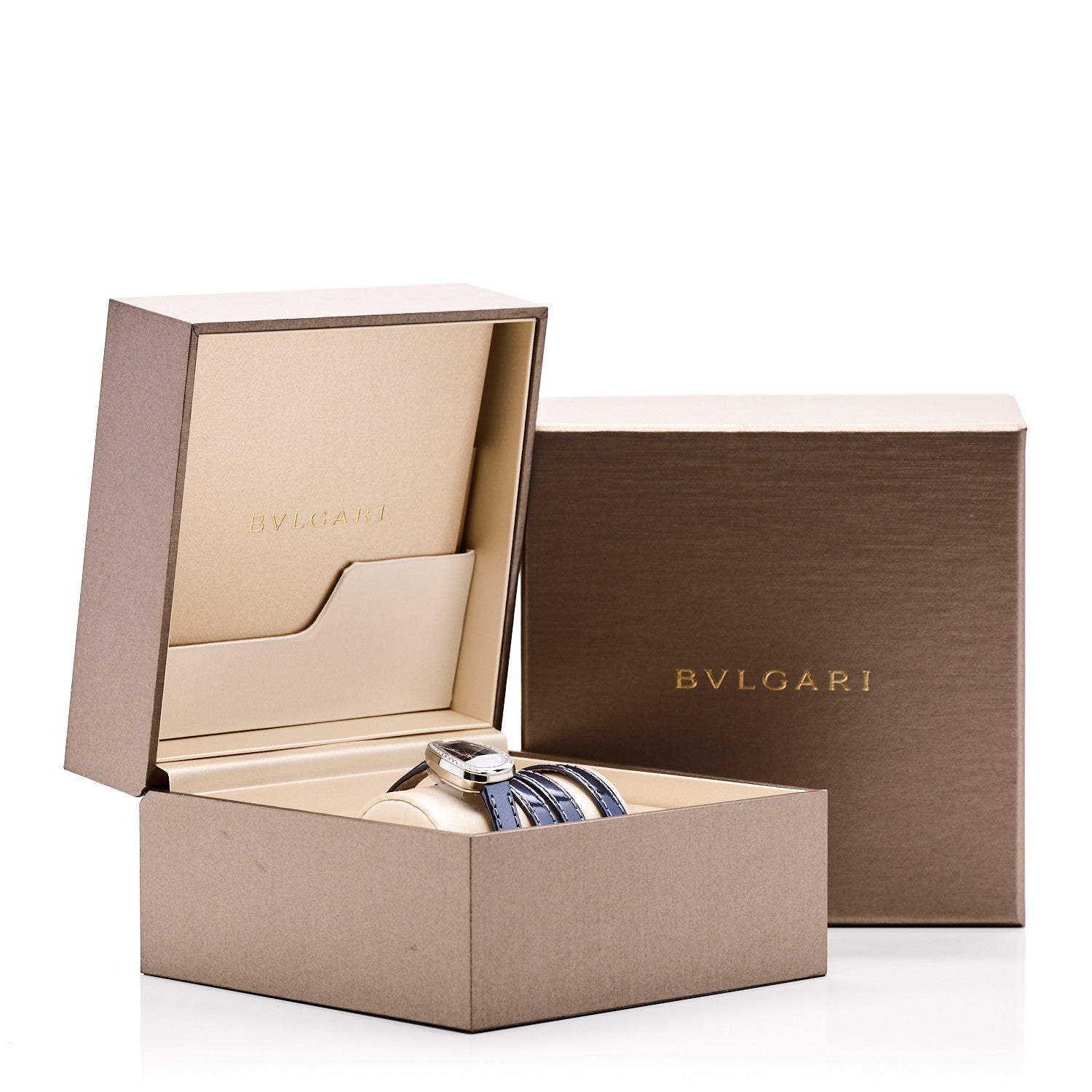 Bulgari Stainless Steel Patent Diamond Bezel 20mm Serpenti Double Wrap Quartz Watch Blue 7 of 7