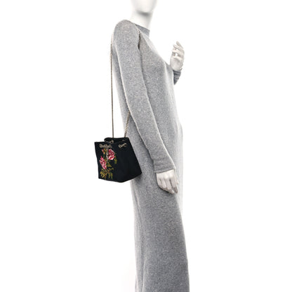 Saint Laurent Woven Wool Embroidered Baby Emmanuelle Bucket Bag Black 2 of 8