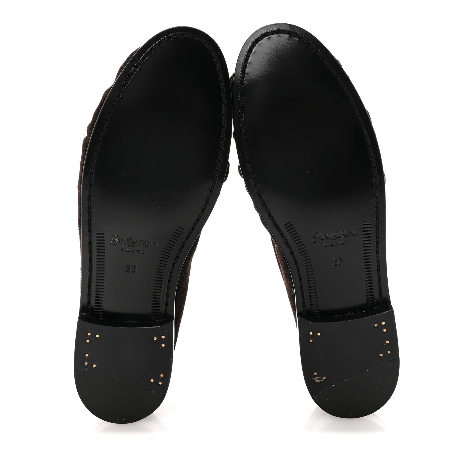 Saint Laurent Suede Le Loafer 15 Penny Slippers 38 Dark Chocolate 6 of 10