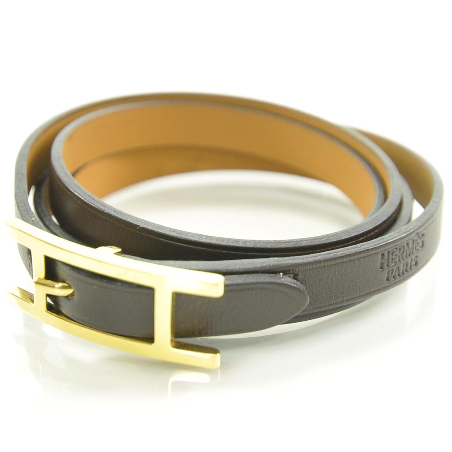 Hermes Chamonix Hapi Triple Tour Wrap Bracelet Chocolate 1 of 6