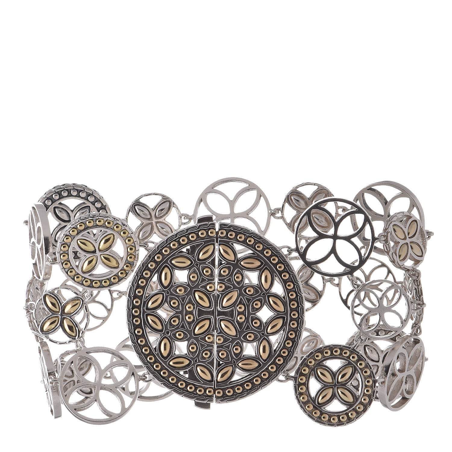 John Hardy Sterling Silver 18K Yellow Gold Kawung Three Row Bracelet 1 of 6