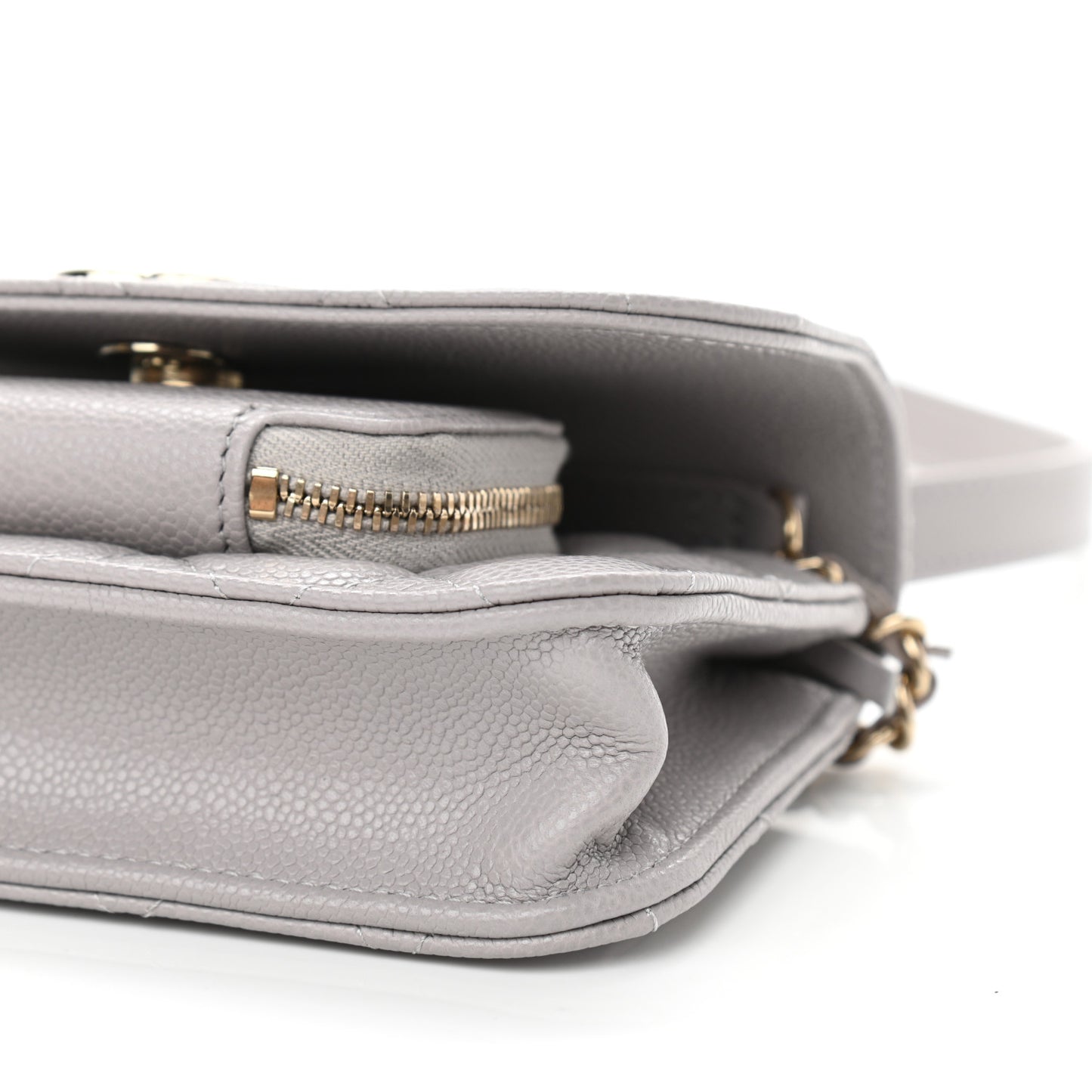 Caviar Quilted Mini Business Affinity Flap Grey