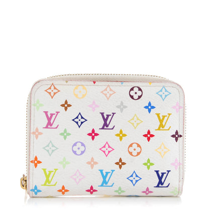 Louis Vuitton Monogram Multicolor Zippy Coin Purse Wallet White Litchi 1 of 7
