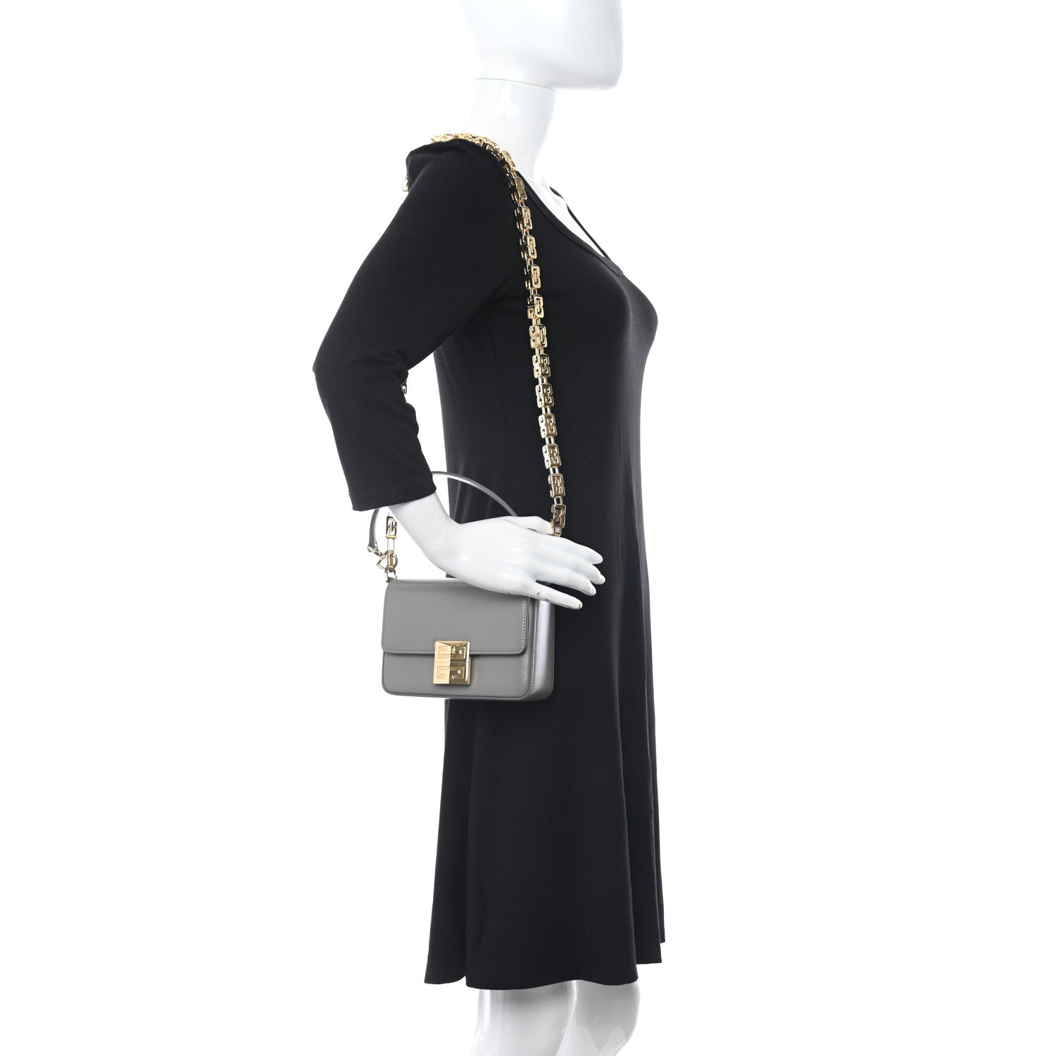 Givenchy Box Calfskin Small 4G Cube Chain Shoulder Bag Stone Grey 3 of 9