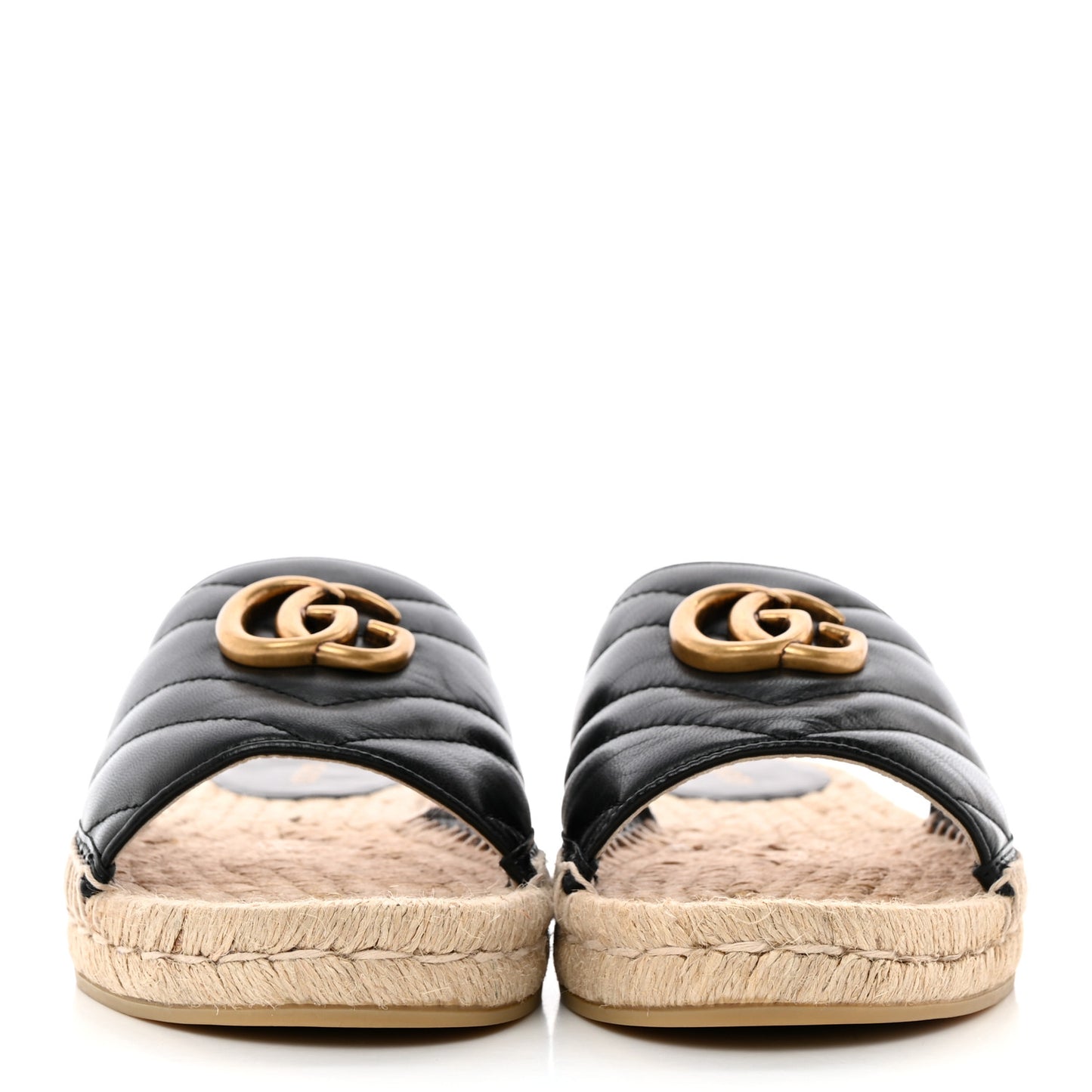 Nappa Matelasse GG Marmont Espadrille Slide Sandals 38 Black