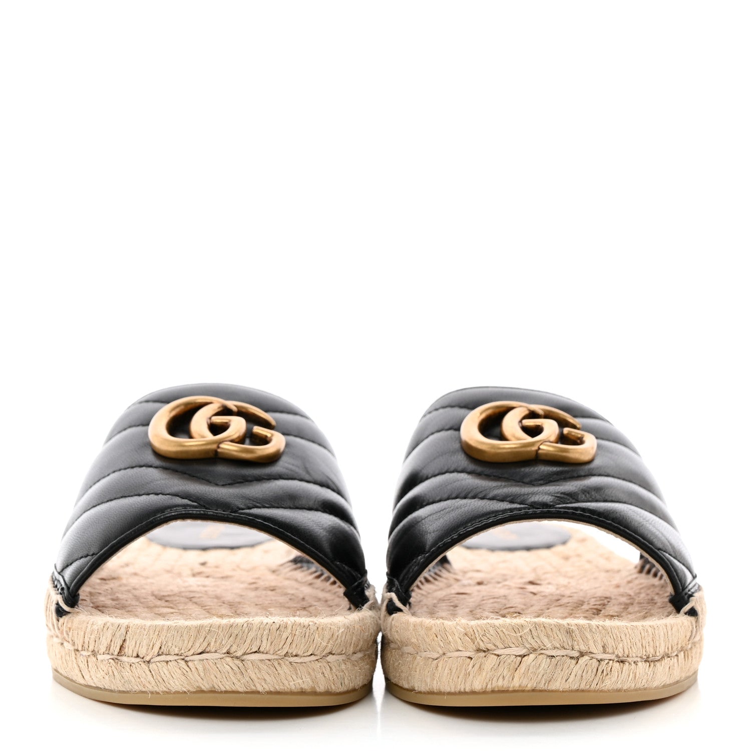 Gucci Nappa Matelasse GG Marmont Espadrille Slide Sandals 38 Black 2 of 9