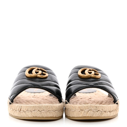 Gucci Nappa Matelasse GG Marmont Espadrille Slide Sandals 38 Black 2 of 9