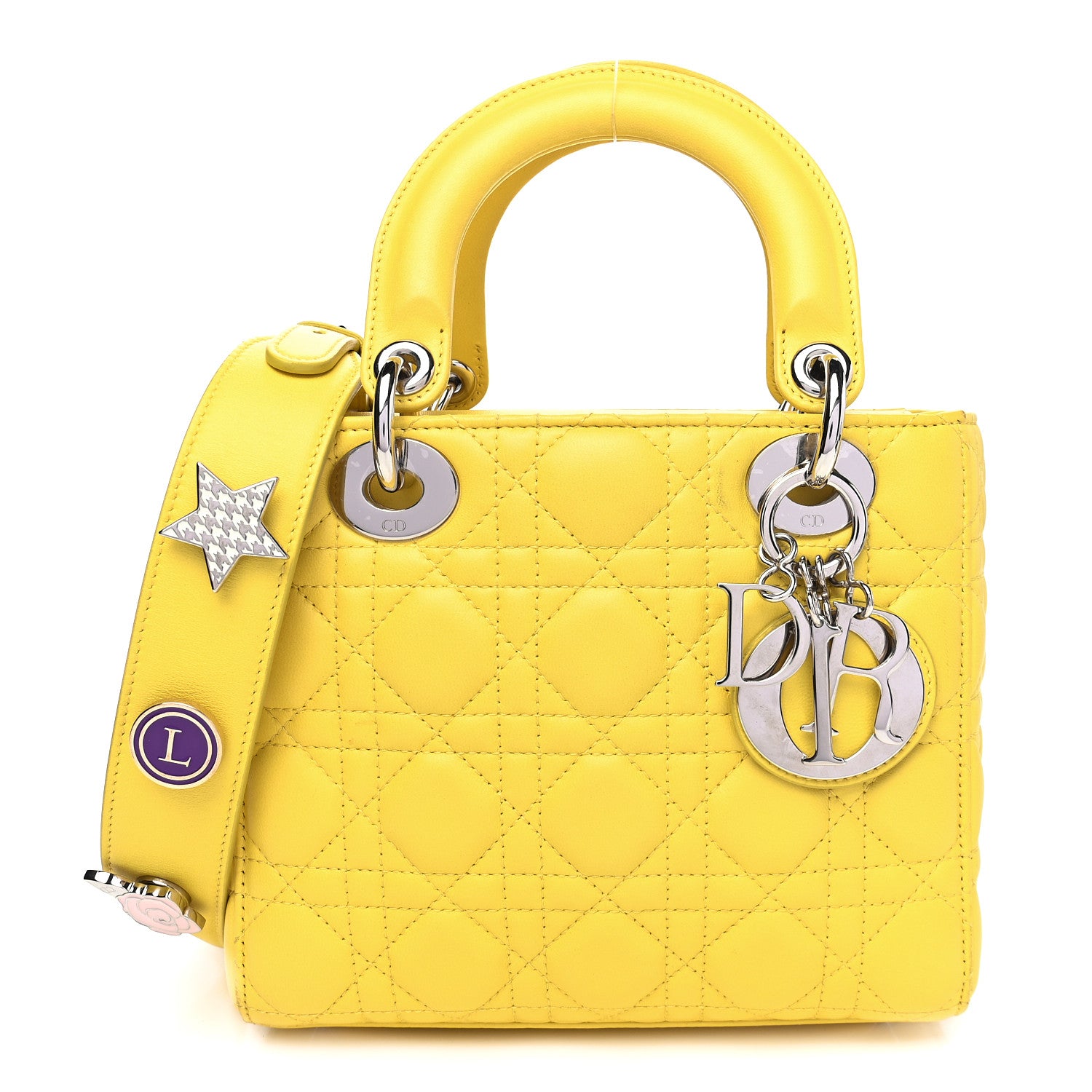 Christian Dior Lambskin Cannage Small Lucky Badges My Lady Dior Yellow 1 of 10