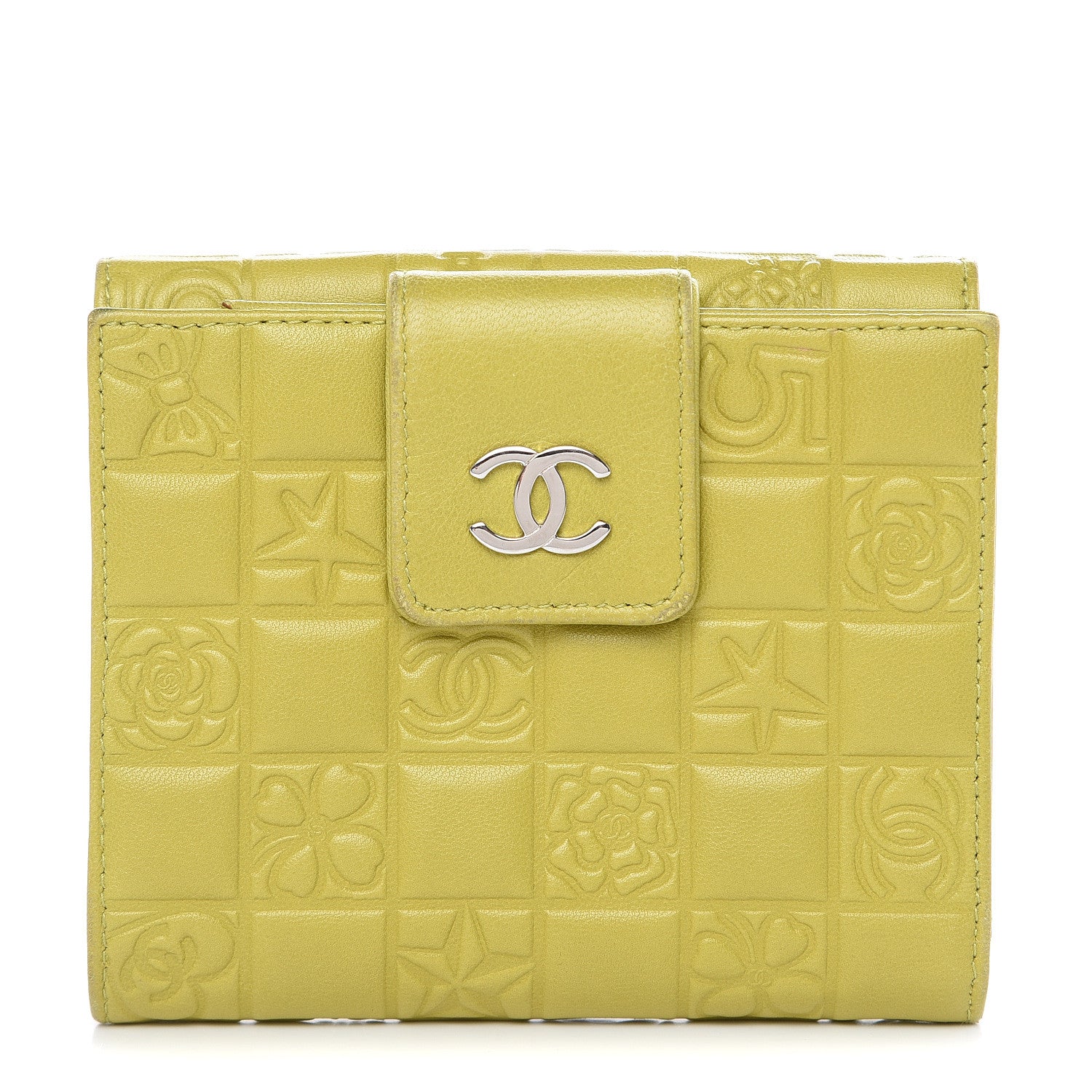 Chanel Lambskin Precious Symbols French Flap Wallet Chartreuse 1 of 15