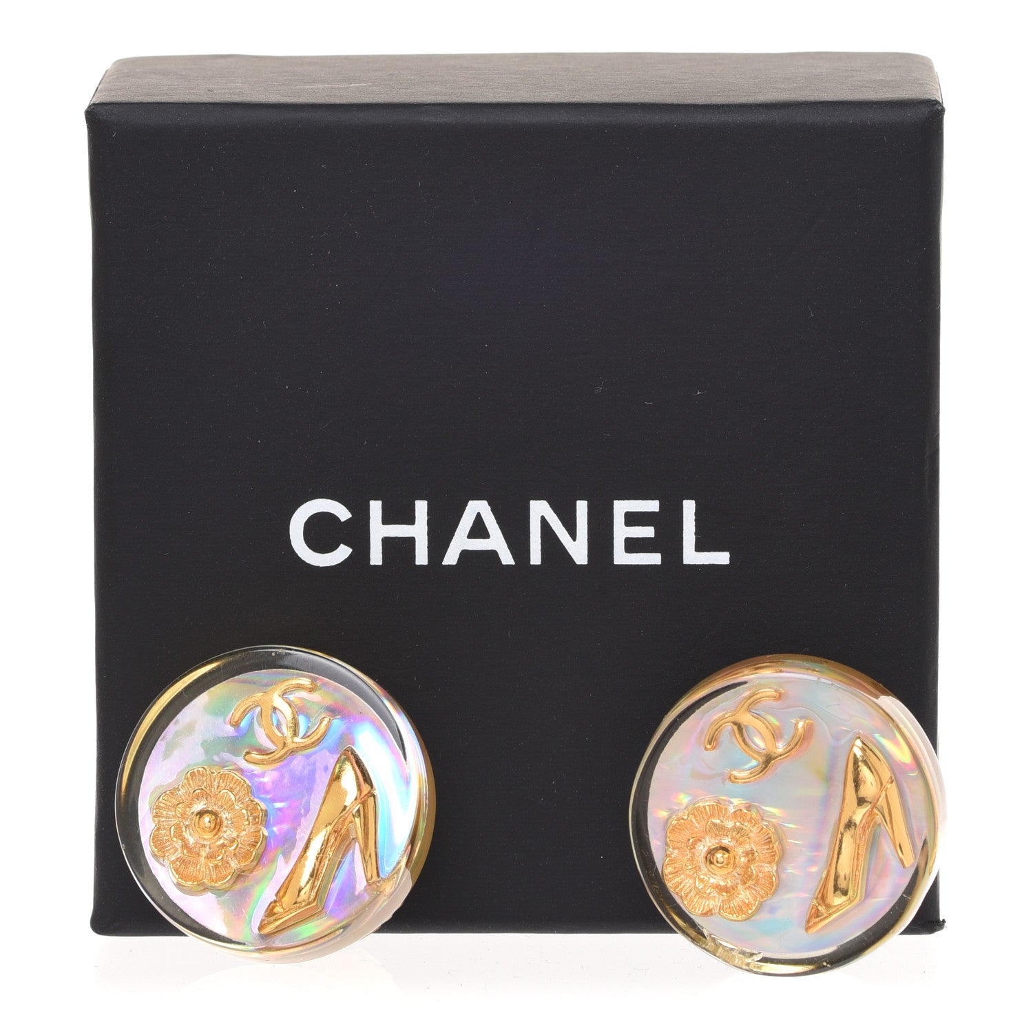Chanel CC Clip On Button Earrings Gold 5 of 5