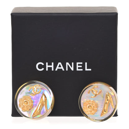 Chanel CC Clip On Button Earrings Gold 5 of 5