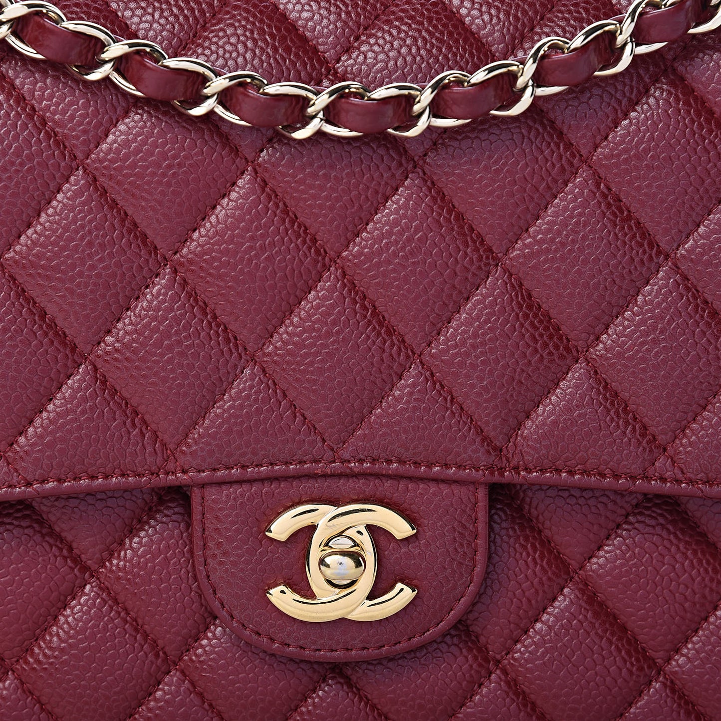 Caviar Quilted Medium Double Flap Red