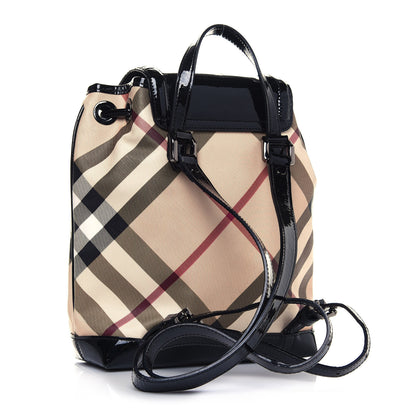 Burberry Patent Nova Check Backpack Black 3 of 14