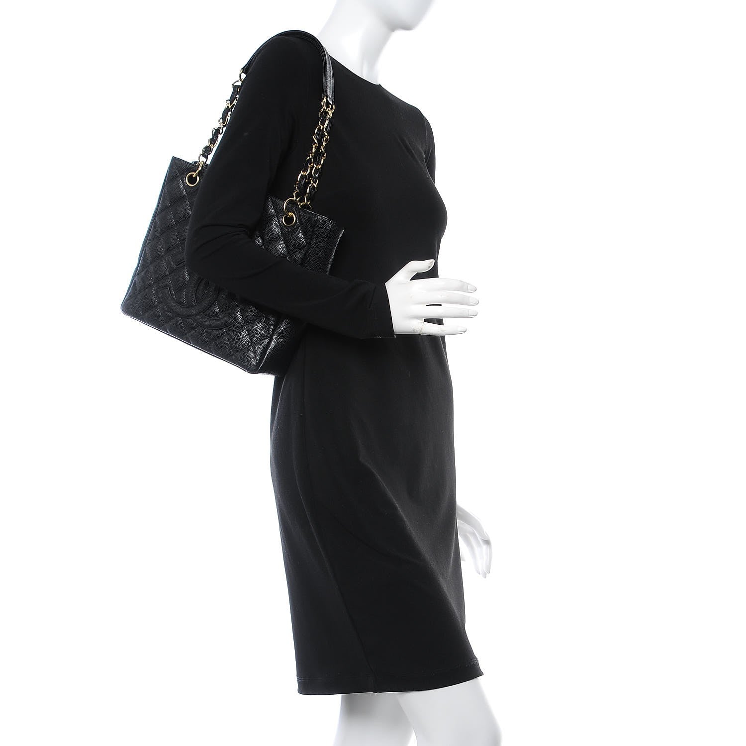 Chanel Caviar Quilted Petit Shopping Tote PST Black 2 of 8