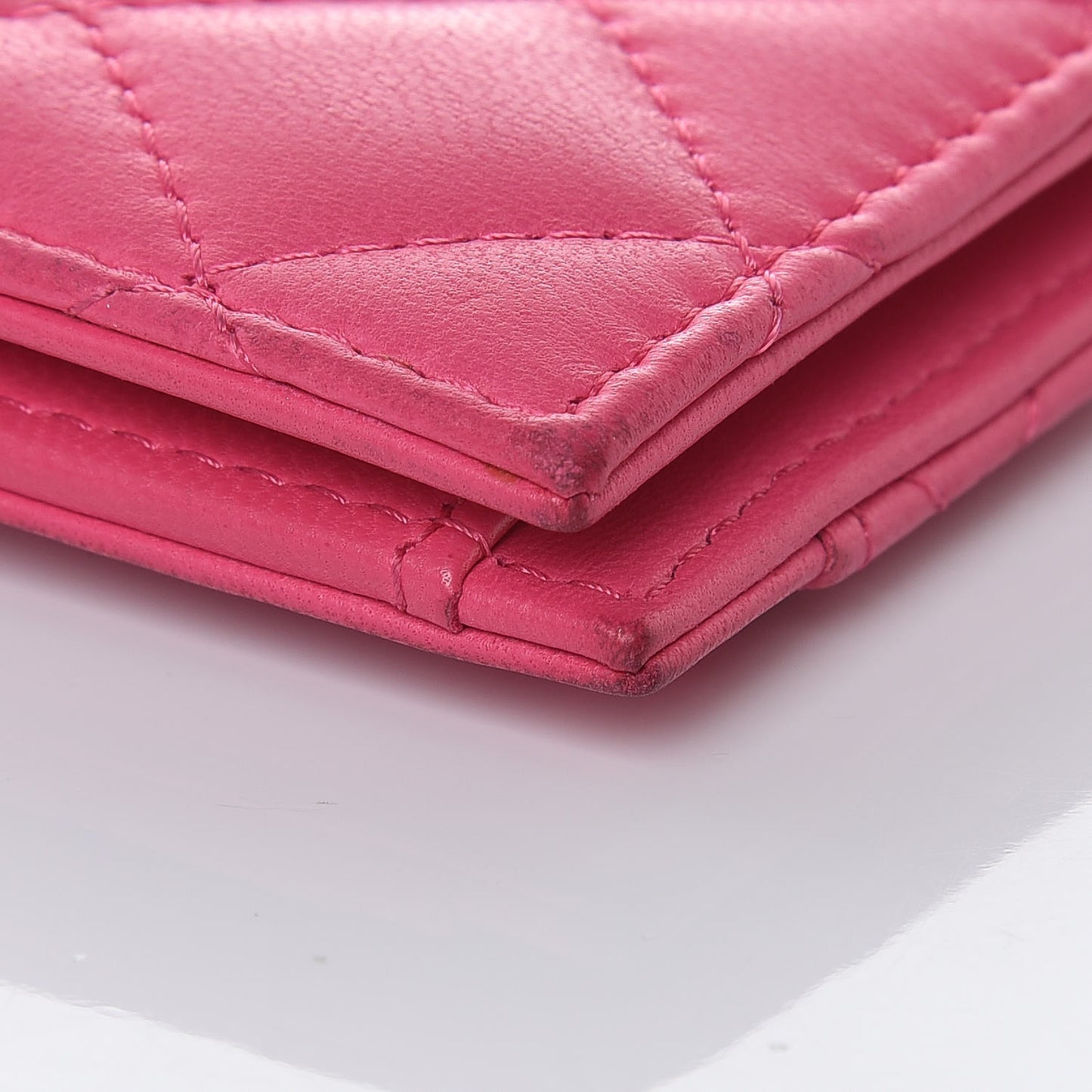 Lambskin Quilted Passport Holder Fuchsia