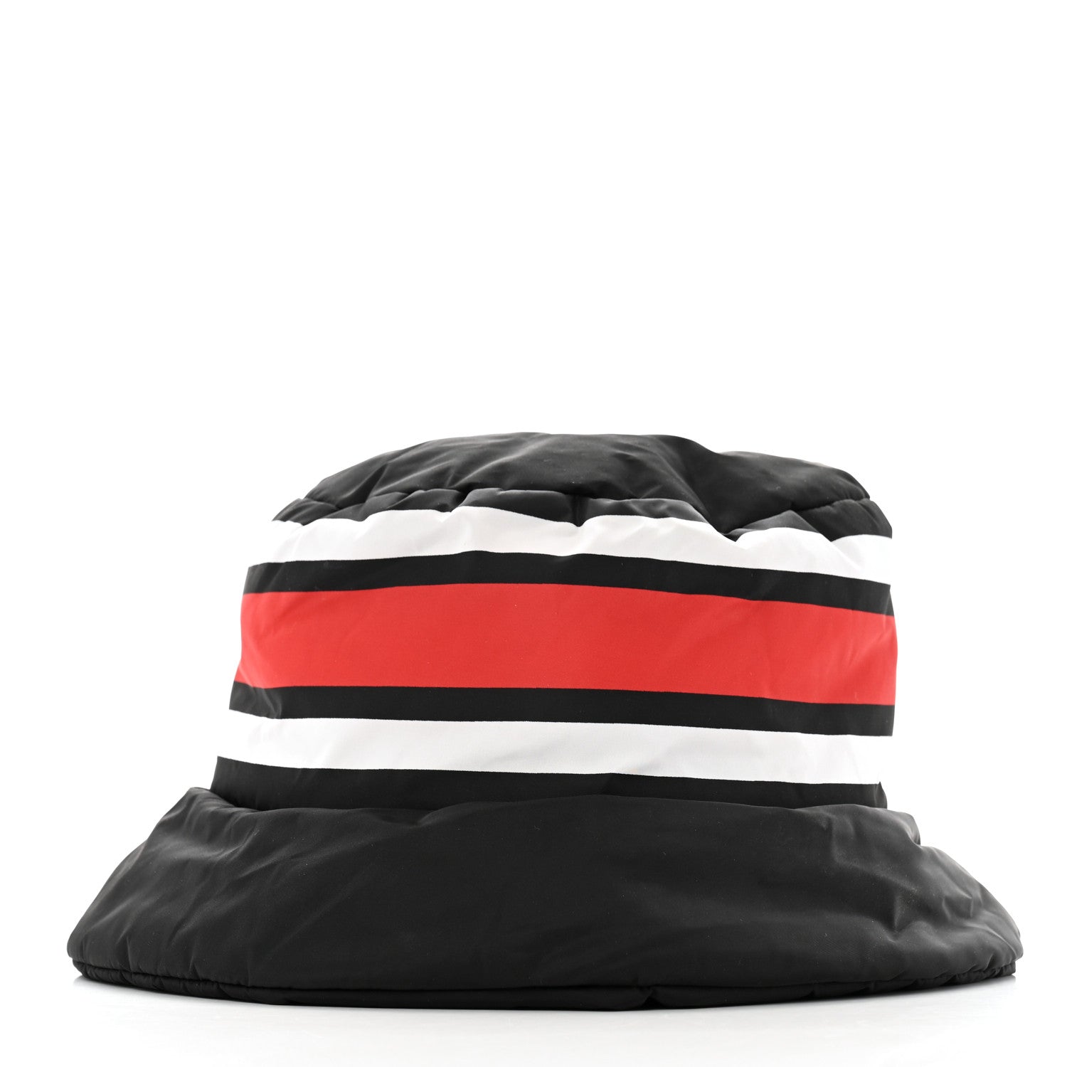Prada Re-Nylon Triangle Logo Padded Mens Bucket Hat XL Black Red