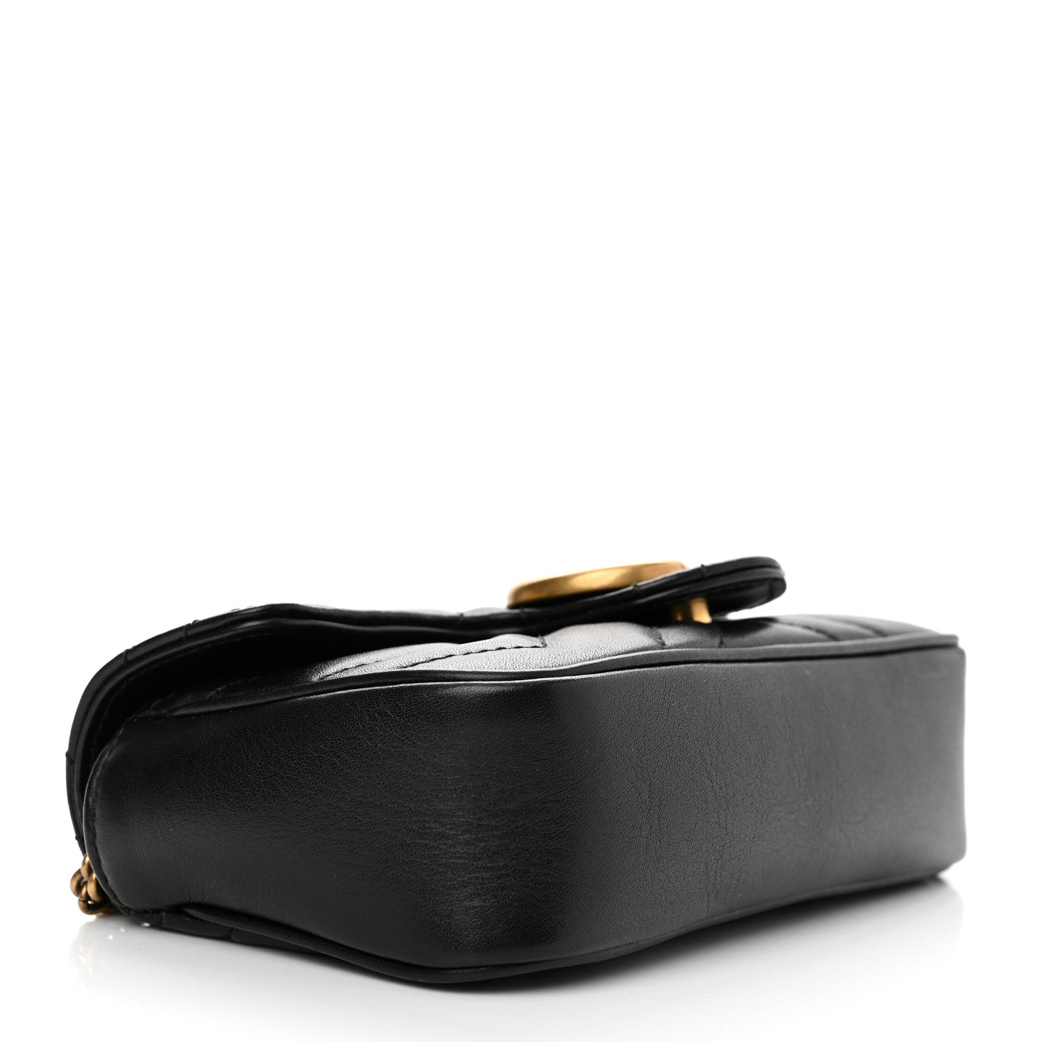 Gucci Calfskin Matelasse Super Mini GG Marmont Shoulder Bag Black 4 of 11