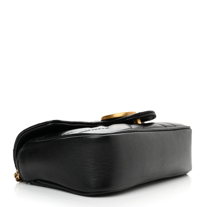Gucci Calfskin Matelasse Super Mini GG Marmont Shoulder Bag Black 4 of 11