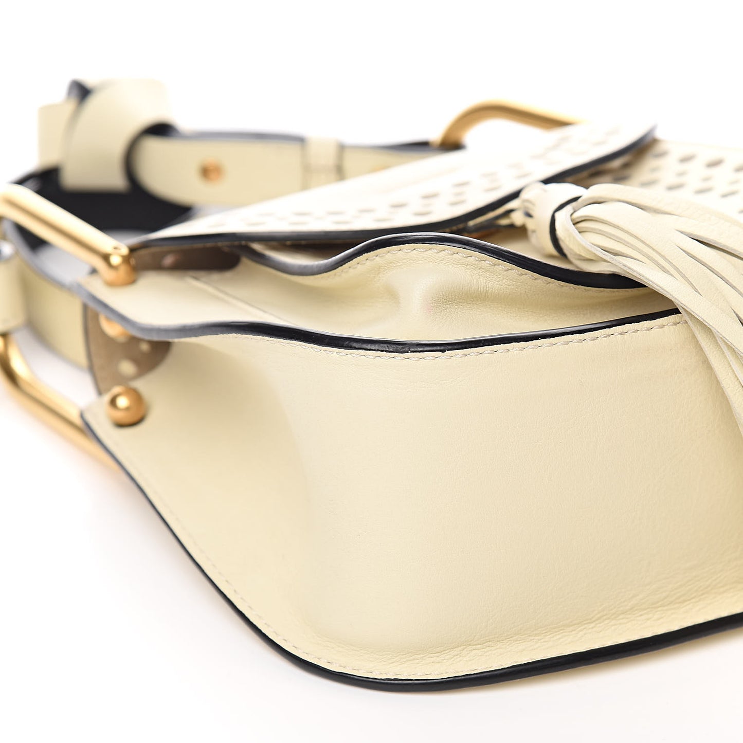 Calfskin Perforated Mini Hudson Shoulder Bag White