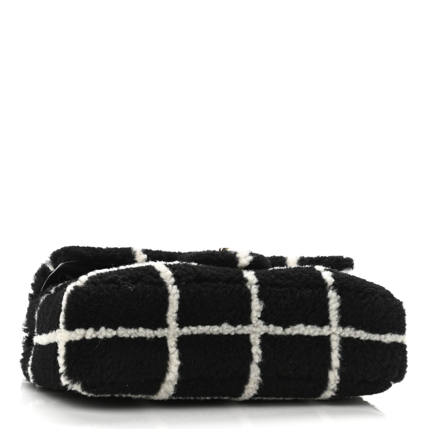 Chanel Shearling Lambskin Large Fluffy Tartan Single Flap Black White 4 of 11