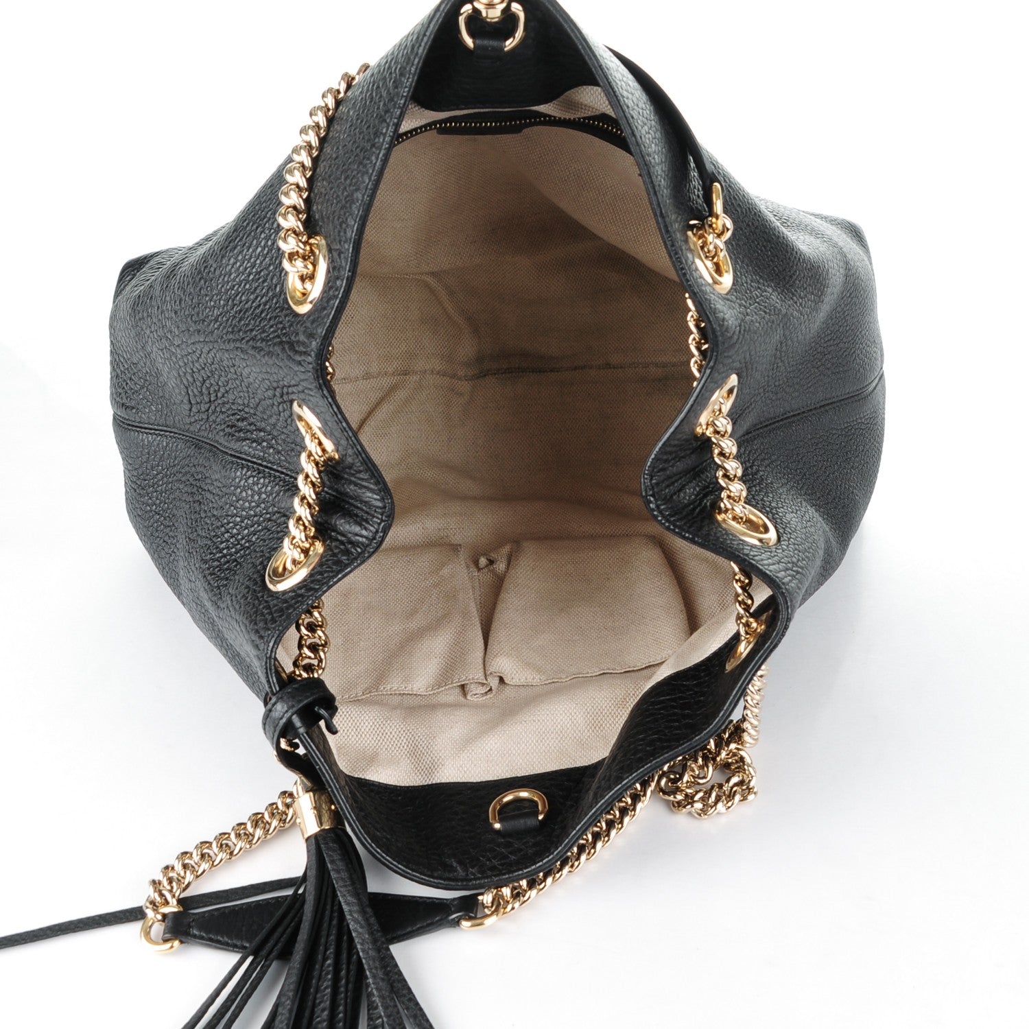 Gucci Pebbled Calfskin Medium Soho Chain Shoulder Bag Black 5 of 7