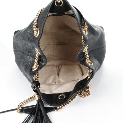 Gucci Pebbled Calfskin Medium Soho Chain Shoulder Bag Black 5 of 7