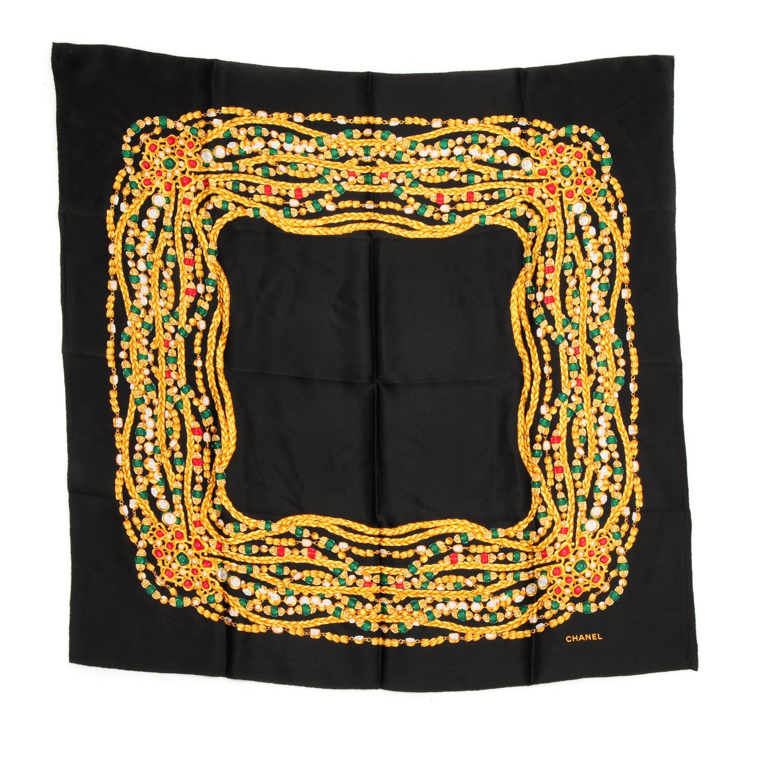 Chanel Silk Jewels Chain Scarf Black 159067 – FASHIONPHILE
