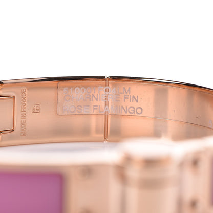 Hermes Enamel Charniere Uni Narrow Hinged Bracelet S Rose Flamingo 4 of 7