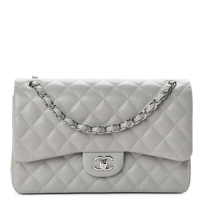 Chanel Caviar Quilted Jumbo Double Flap Light Grey 1 of 11