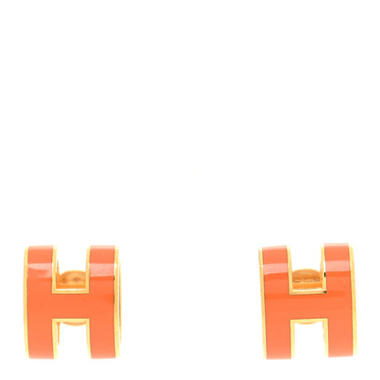 Hermes Gold Lacquered Pop H Earrings Orange 1 of 7
