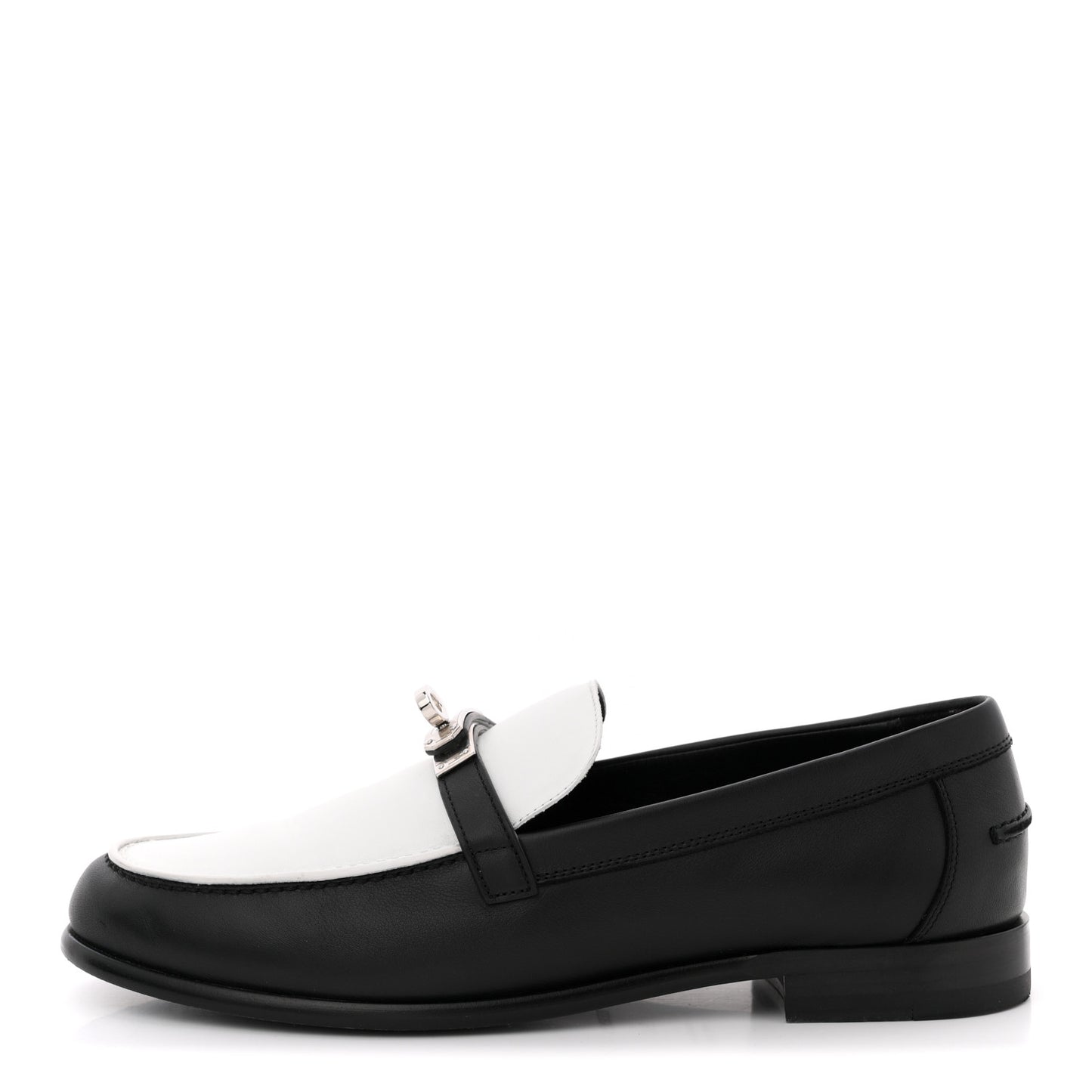 Calfskin Womens Destin Loafers 39.5 Black White