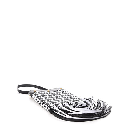 Versace Woven Calfskin Fringe Chain Bag Black White 4 of 7