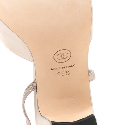 Chanel Laminated Cap Toe CC Slingback Pumps 39.5 Copper Black 6 of 9