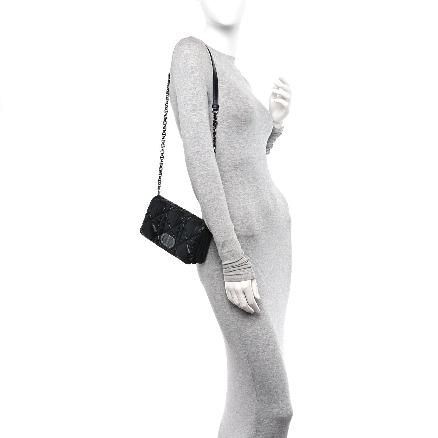 Christian Dior Calfskin Macrocannage Mini Caro Bag Black 2 of 10