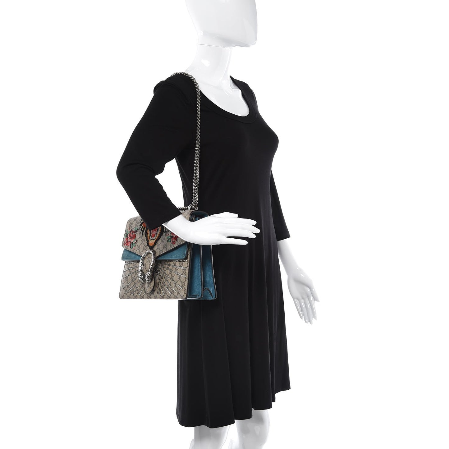 Patent Small Love Heart Chain Bag Black