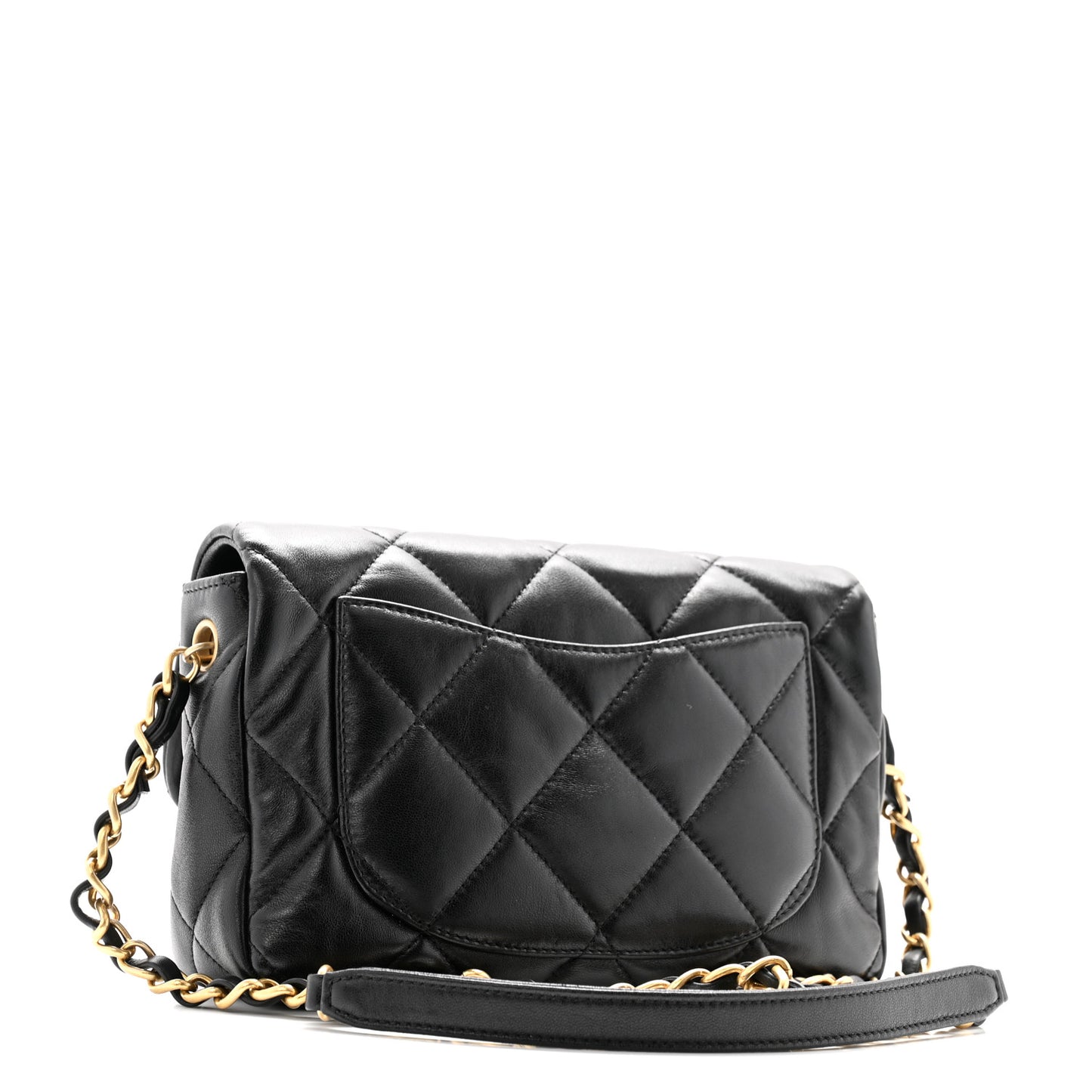 Lambskin Plexiglass Quilted Coco Love Flap Black