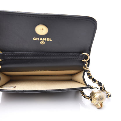 Chanel Lambskin Quilted Pearl Crush Clutch With Chain Black 4 of 12