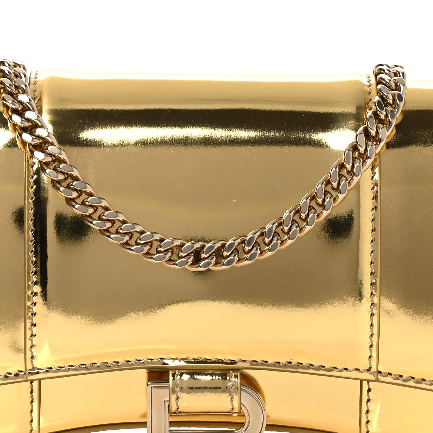 Balenciaga Mirror Calfskin Hourglass Chain Bag Gold 9 of 13