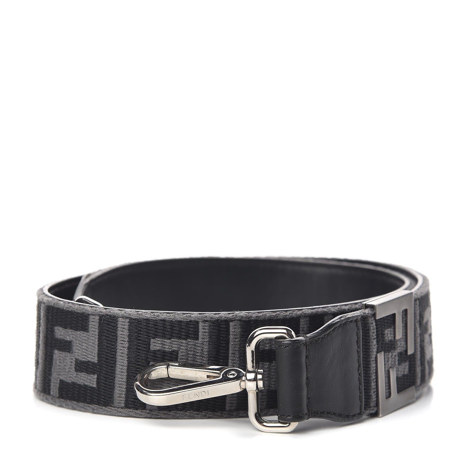 Fendi Fabric Calfskin FF Strap You Grey Black 1 of 4