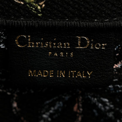 Christian Dior Canvas Embroidered Medium Cabinet De Curiosites Book Tote Black Multicolor 6 of 10