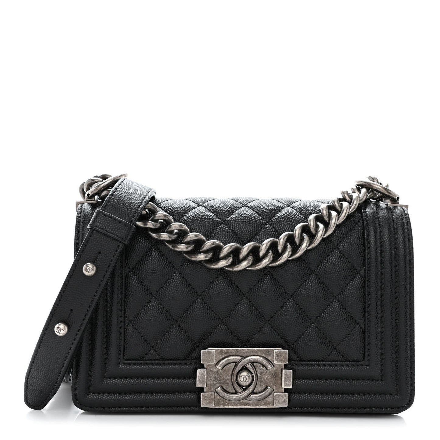 Caviar Quilted Small Boy Flap Black