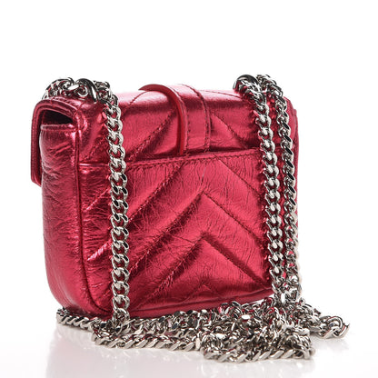 Saint Laurent Metallic Calfskin Chevron Monogram Micro Crossbody Bag Pink 4 of 8