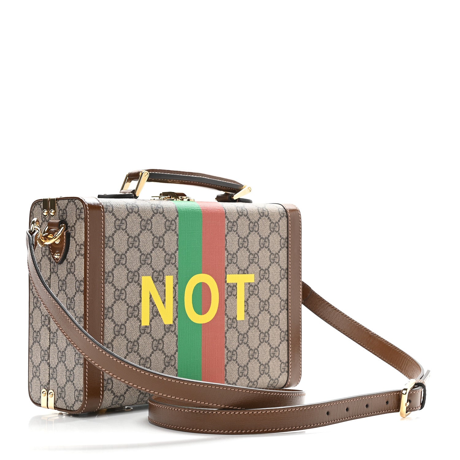 Gucci GG Supreme Monogram Azalea Calfskin Fake/Not Retro Interlocking G Beauty Case Beige Ebony Brown Sugar 3 of 8